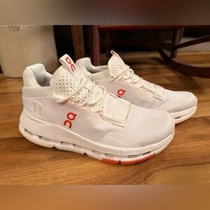On Cloudnova 2 sneakers white/flame WOMANS shoes running cloud orange size 6.5